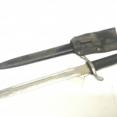 A K98 German Third Reich Police dress bayonet maker Erickhorn Solingen with leather scabbard.