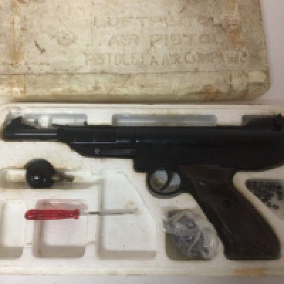 A West German Model 3a 4.5mm caliber air gun in a polystyrene box.