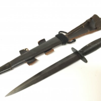 A Fairbrain Sykes commando fighting knife the T guard with makers stamp William Rodgers Sheffield.