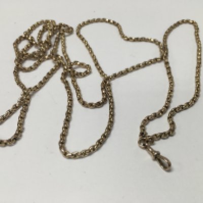 A 9ct gold long guard chain, approx weight 32.73 grams. Approx length 76cm.