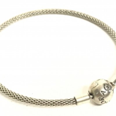 A silver Pandora bracelet. Postage category A