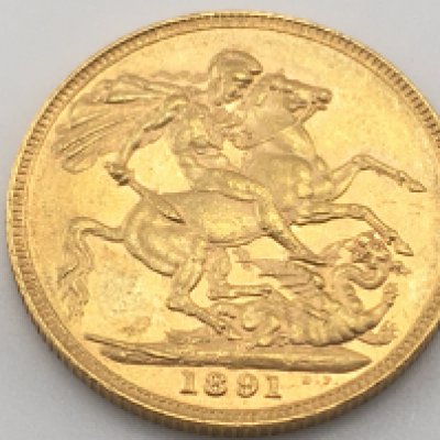 An 1891 full sovereign. Postage cat A.
