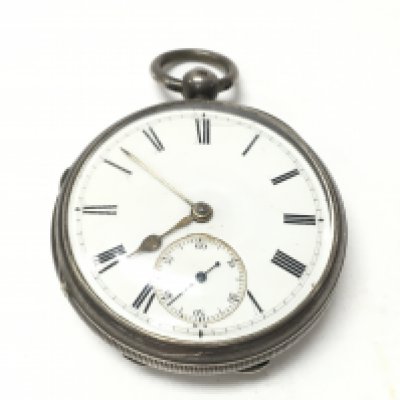 A silver cased pocket watch. 45mm case and 99.28g. Postage B