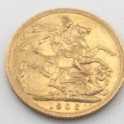 A 1906 full sovereign. Postage cat A.