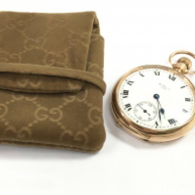 A 9 carat gold cased Waltham USA Traveler pocket watch