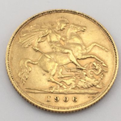 A 1906 half sovereign. Postage cat A.