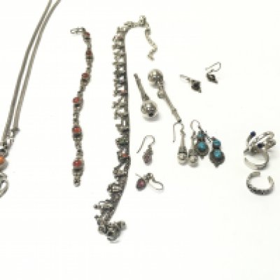 A collection of white metal and Indian silver jewellery. Postage B NO RESERVE