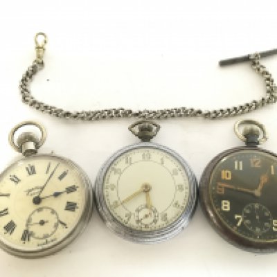 Military pocket watches and one other. This lot cannot be posted