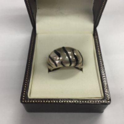 A silver Emporio Armani ring set with enamel and stones. Size M. NO RESERVE