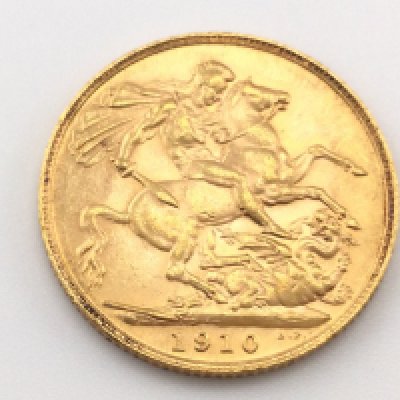 A 1910 full sovereign. Postage cat A.