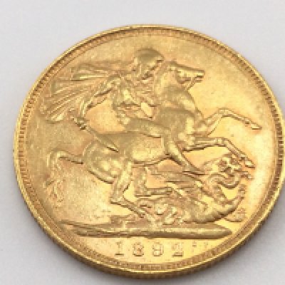 An 1892 full sovereign. postage cat A.
