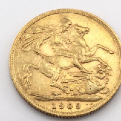 A 1909 full sovereign. Postage cat A.