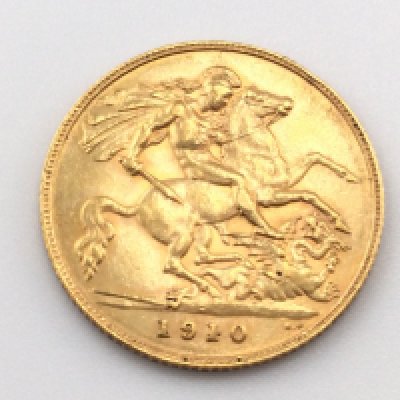 A 1910 half sovereign. Postage cat A.