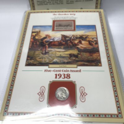 (WITHDRAWN DUPLICATE IS LOT 99) 20 years of buffalo nickels combined with US commemorative stamps and artwork honouring the American west.