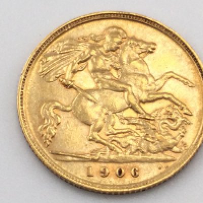 A 1906 half sovereign, postage cat A.