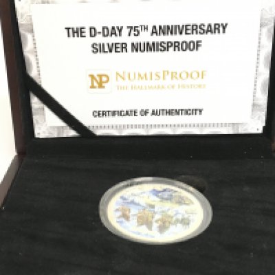 The D-Day 75th anniversary silver Numisproof coin. Postage category b