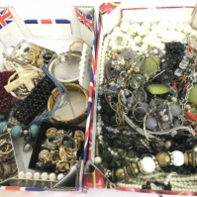 A collection of costume jewellery including necklaces, bracelets, earrings. Postage category C