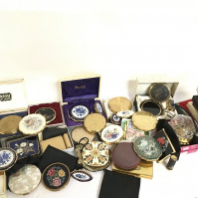 A large collection of compact mirrors including musical examples, this lot cannot be posted