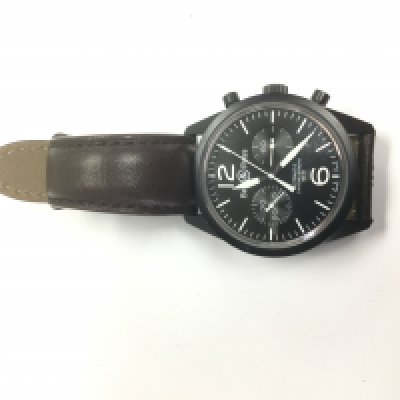 A Bell & Ross Chronograph watch with black dial and two subsidiary dials. Comes with warranty card. Shipping category B.