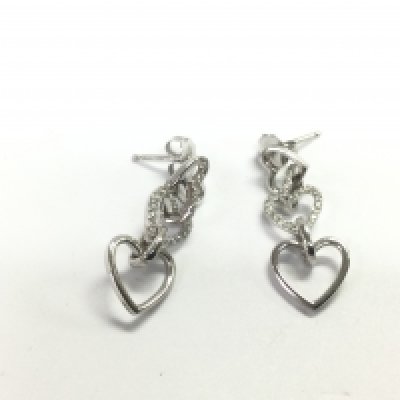 A pair of 18ct white gold heart shaped earrings set with diamonds, approx 4.9g. Shipping category A.
