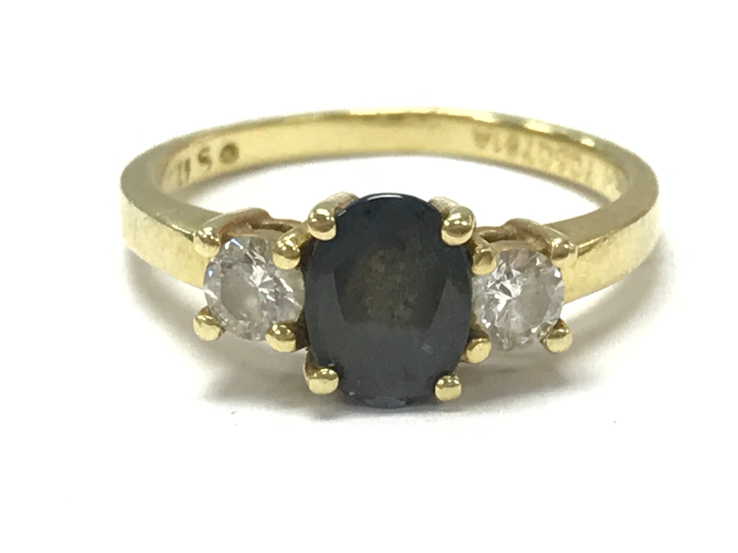 An 18ct gold Alexanderite and diamond ring, size N, 4g total weight 