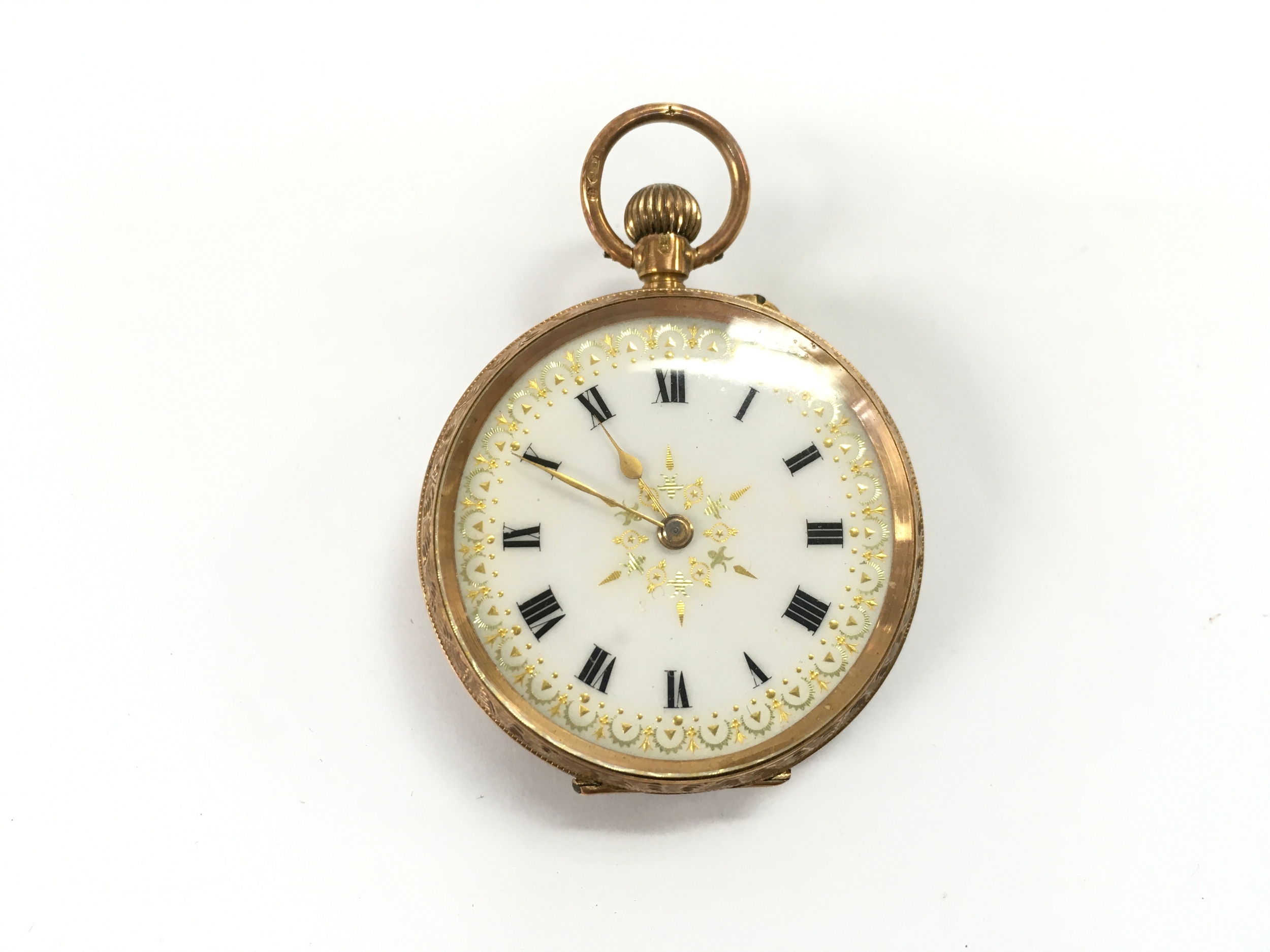 A 12ct antique ladies gold fob pocket watch. 29.25g