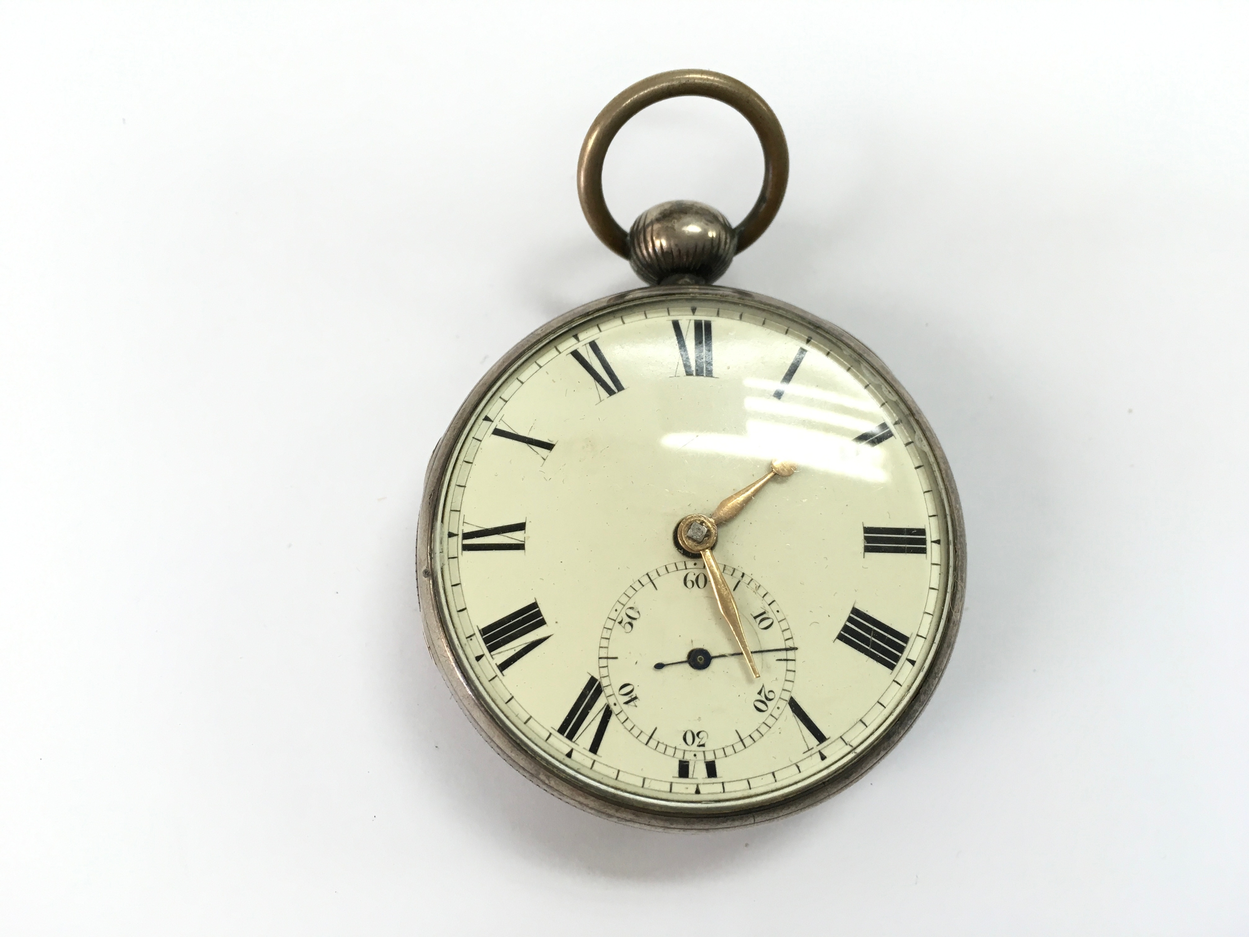 A silver cased pocket watch, 52mm case.