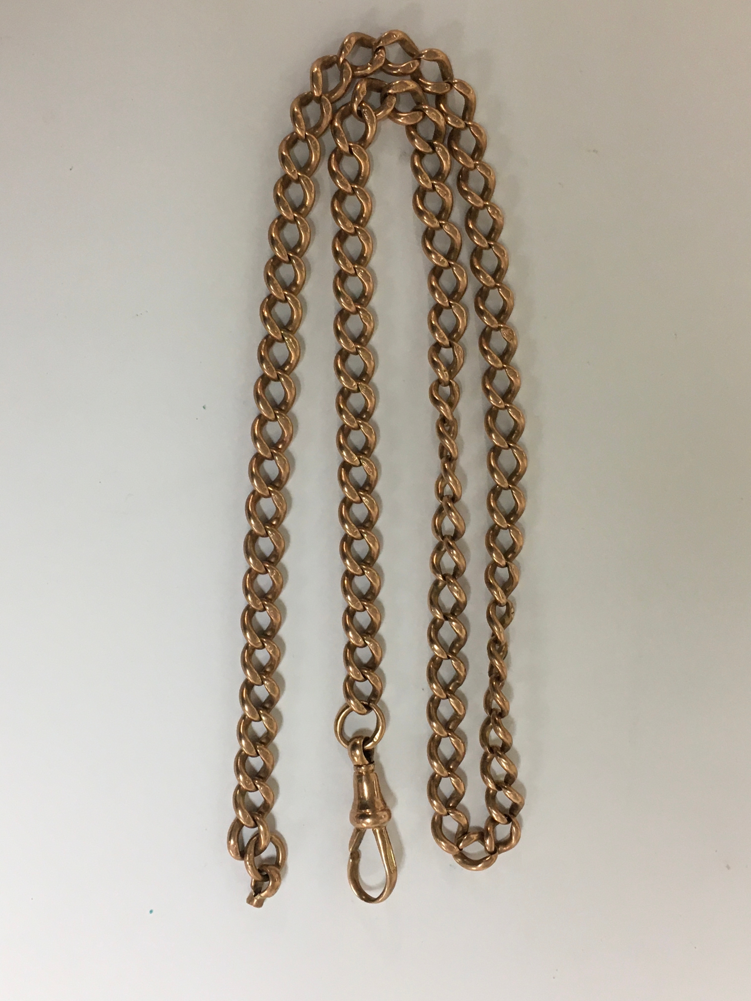 A 9ct rose gold fob watch chain. Approx: L49cm. 29g total weight