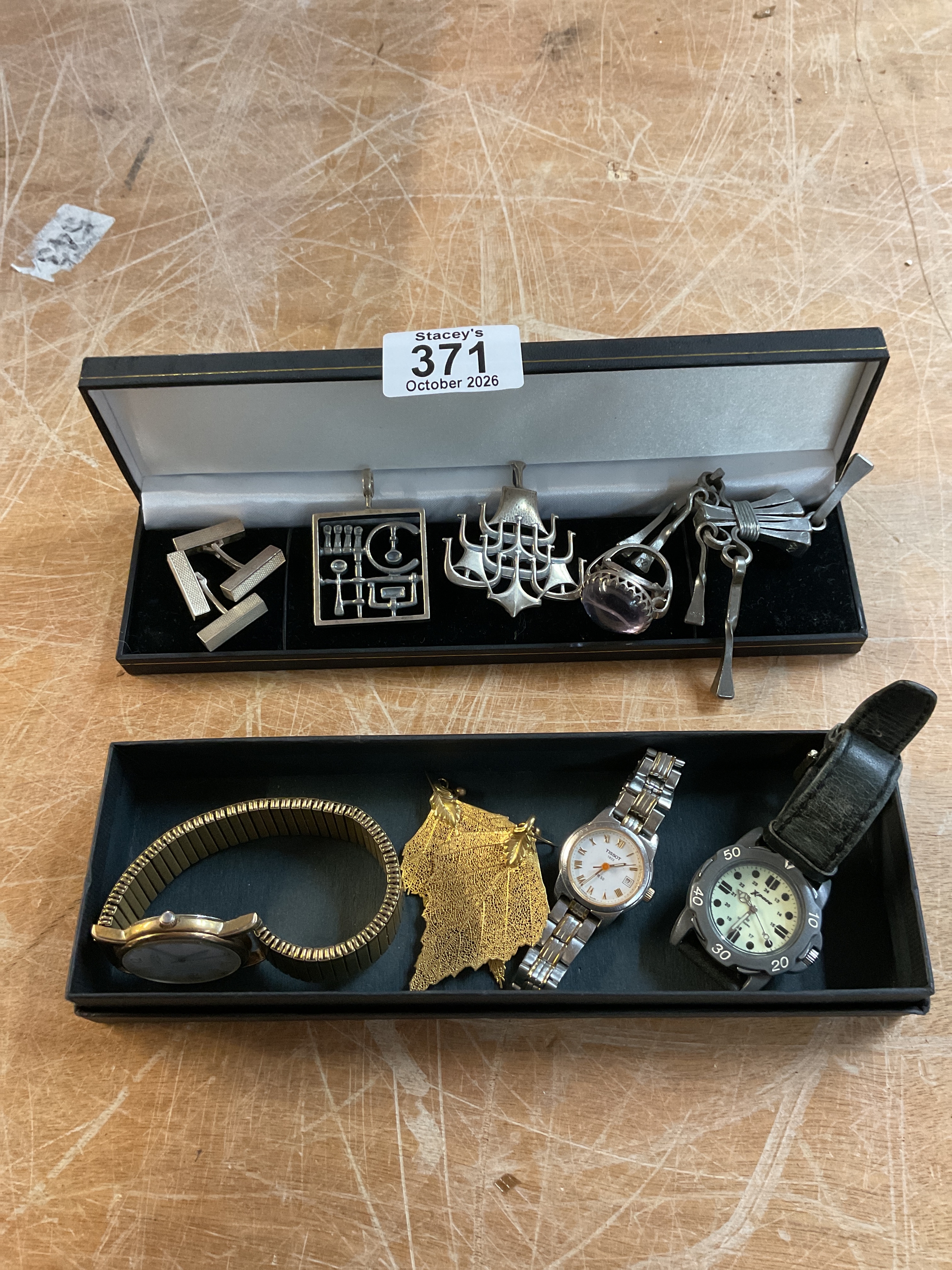 Jorma Laine silver pendant, other Scandinavian silver jewellery and watches to in Tissot.