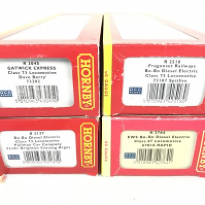 4 Boxed Hornby 00 Gauge Locomotives. A Gatwick Express Class 73 #R3045. A Fragonset Railways Bo-Bo #R2518. A Bo-Bo Diesel Electric #R3137 And A EWS Bo-Bo Diesel Electric #R2764. All DCC Ready No Reserve. (4).