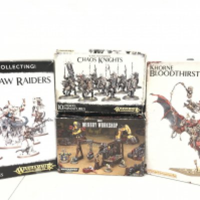 A Collection Of Boxed War Hammer Including Beastclaw Raiders. Chaos Knights. Orks Melbourne Workshop And A Khorne Bloodthirster.(4).