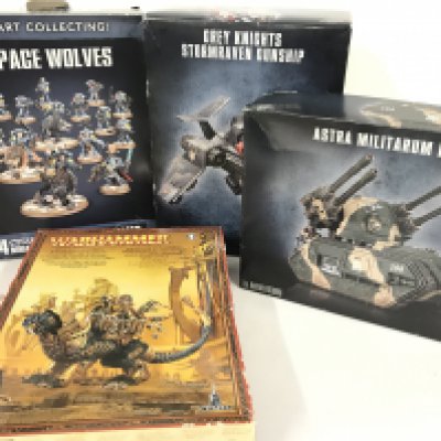 A Collection Of Boxed War Hammer Including Space Wolves. A Grey Knights Stormraven Gunship. A Astra Militarum Hydra And A Tomb Kings Knemrain Warshinx.(4). No Reserve.