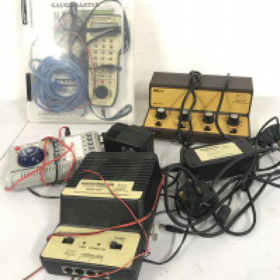 A Collection Of Model Railway Transformers Etc And A Collection Of Track. No Reserve.