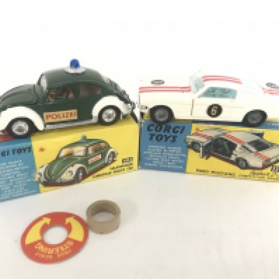 A Boxed Corgi Volkswagen European Police Car #492 And A Ford Mustang #325. No Reserve.