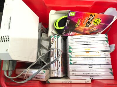 A Box Containing A Nintendo Wii. Wii Fit. With Games And DS Games. No Reserve. (2).