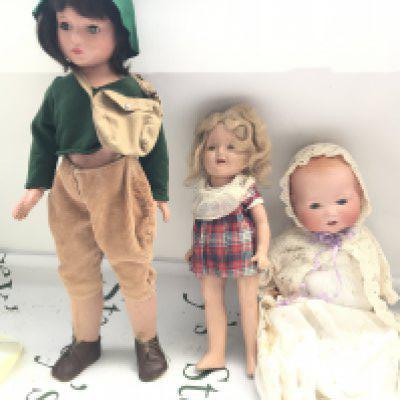 A Vintage AM German Doll With 2 Other Vintage Dolls. Some Damage.