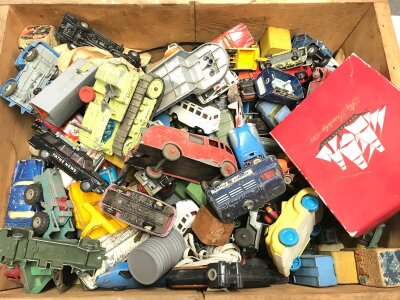 A Box Containing Vintage Playworn Diecast.