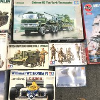 A Box Containing Various Model Kits. Including Airfix. Tamiya Etc. No Reserve.