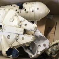 A collection of Star Wars vintage ships plus a boxed Millenium falcon and a loose one..some parts missing.