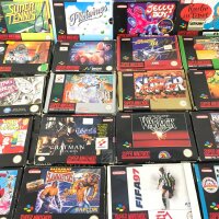 A Collection Of 20 Super Nintendo Games. 3 Do not Have Instructions. Wing Commander. Sim City And The Fortress Of Doom.