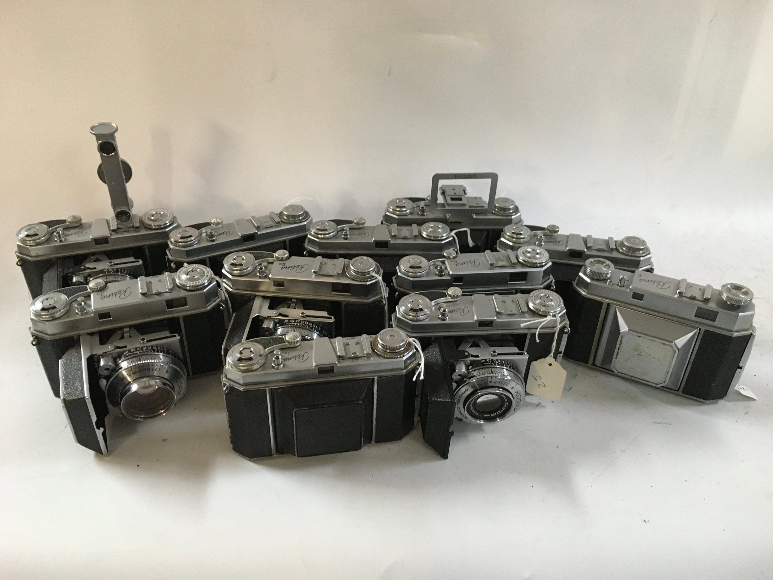 A collection of 10 Kodak Retina cameras. 