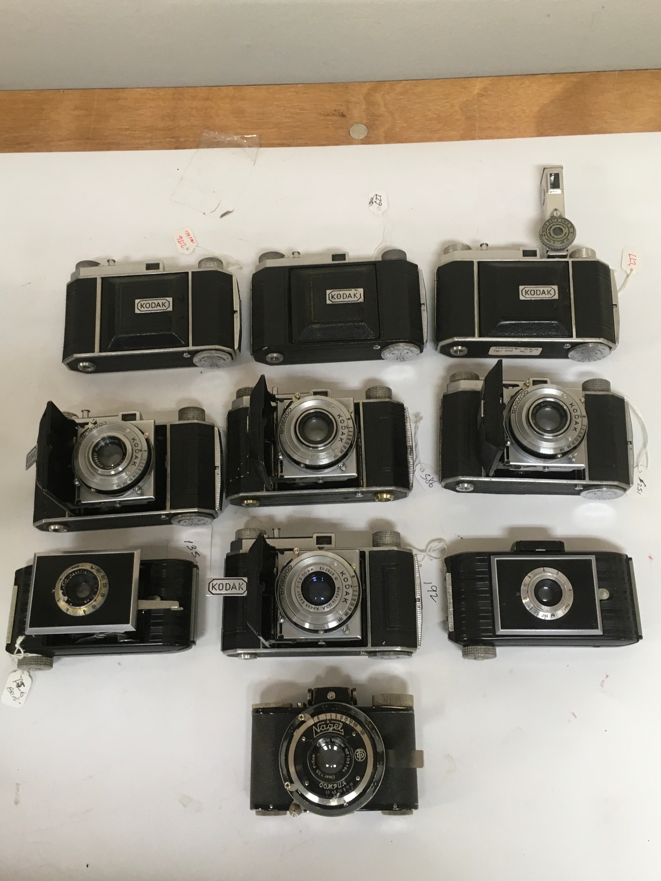 10 kodak  Compur x7  including range finder,  bantam x 2, Nagel Compur x 1. 