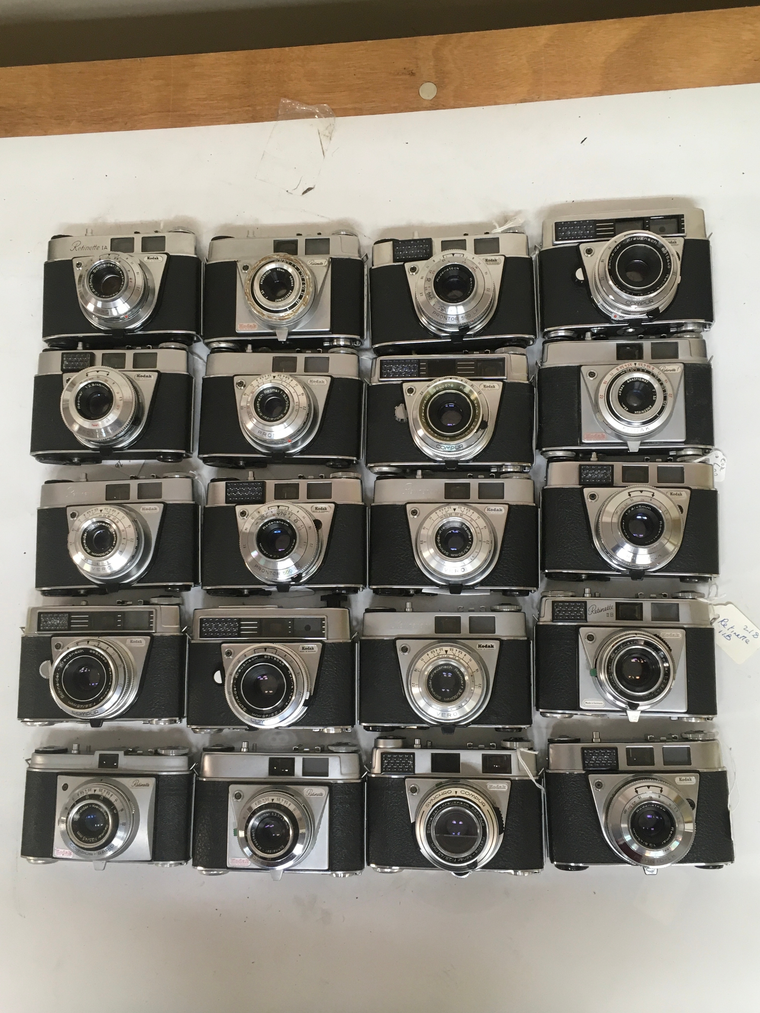 20 Retinette Cameras of different types. Pronto, Pronto - LK, Prontor -500, Vero, Compur/ Compur-Rapid. Retinette f, II B, IA.