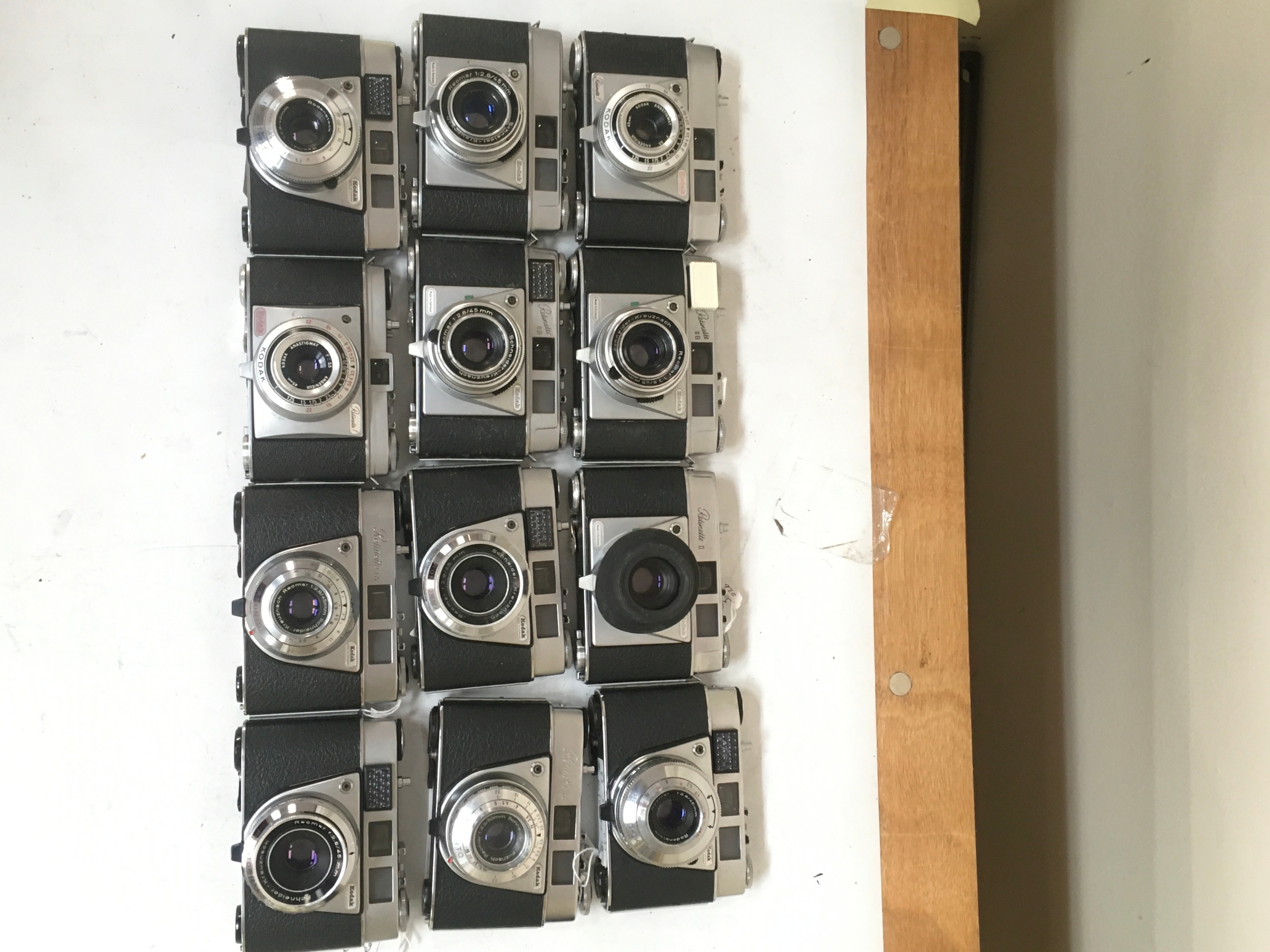 12 Retinette Cameras of different types/ variations. Retinette, f, IA, II, IIB, Pronto/ Pronto -LK, Prontormat.