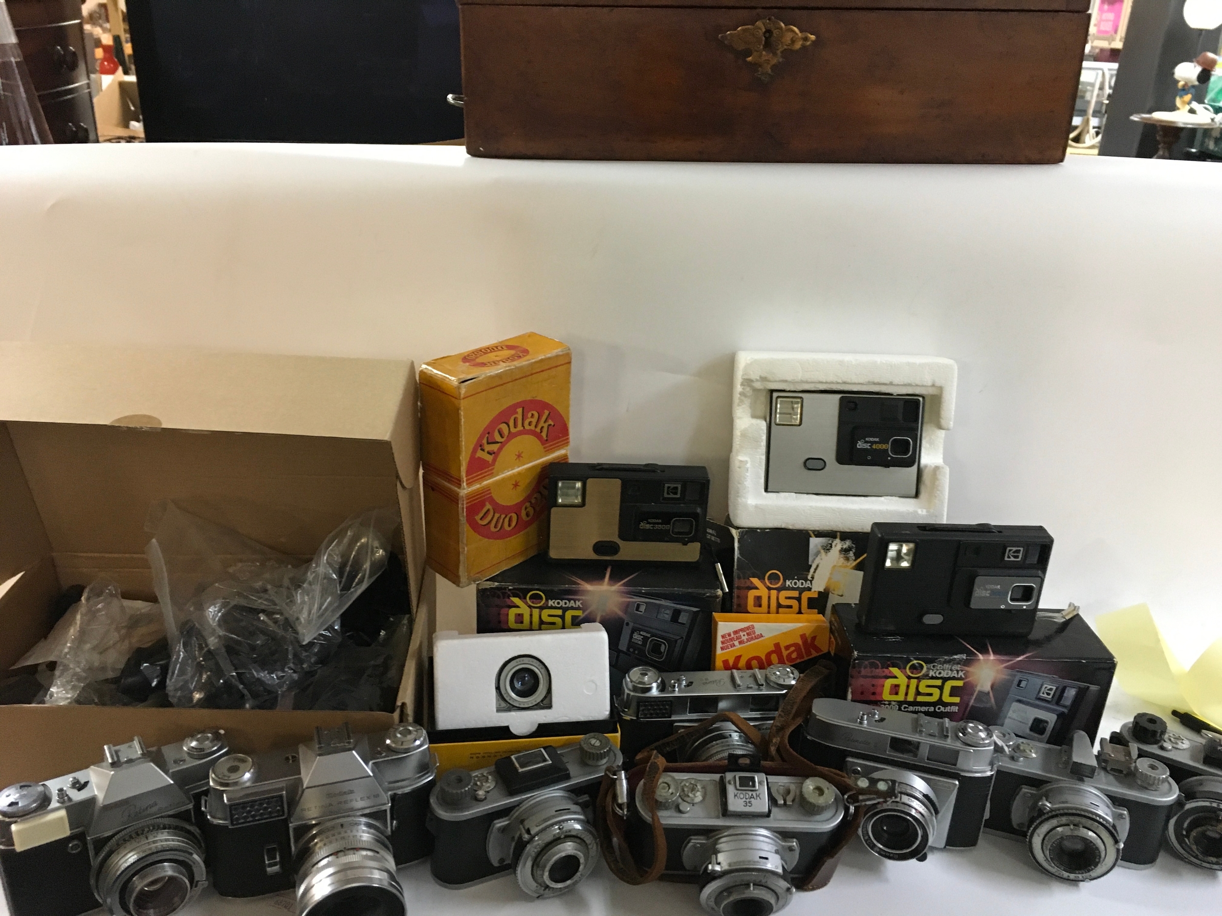 A collection of various Kodak cameras and equipment 