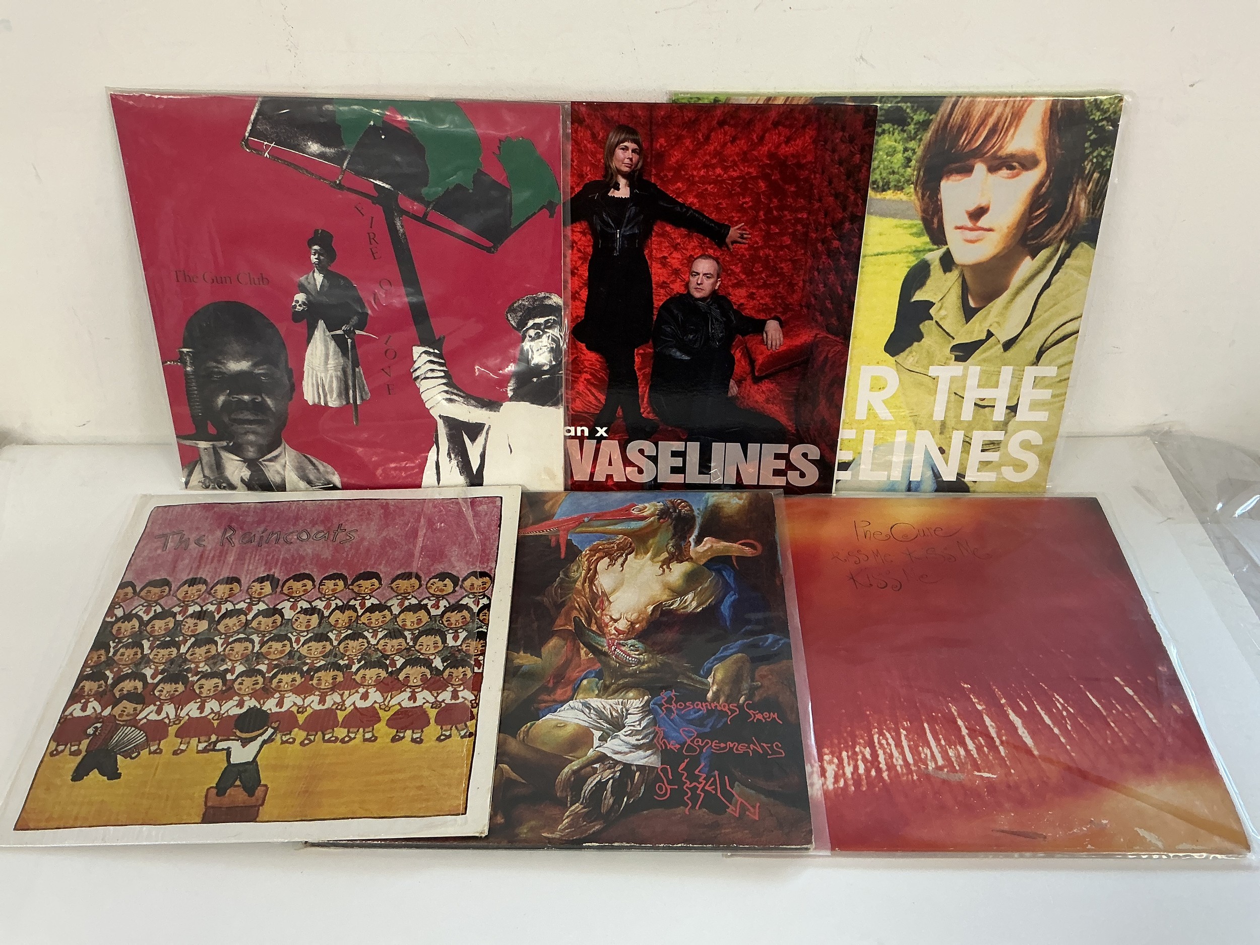 Six alt rock LPs by various artists including The Vaselines, Killing Joke, The Cure and others.
