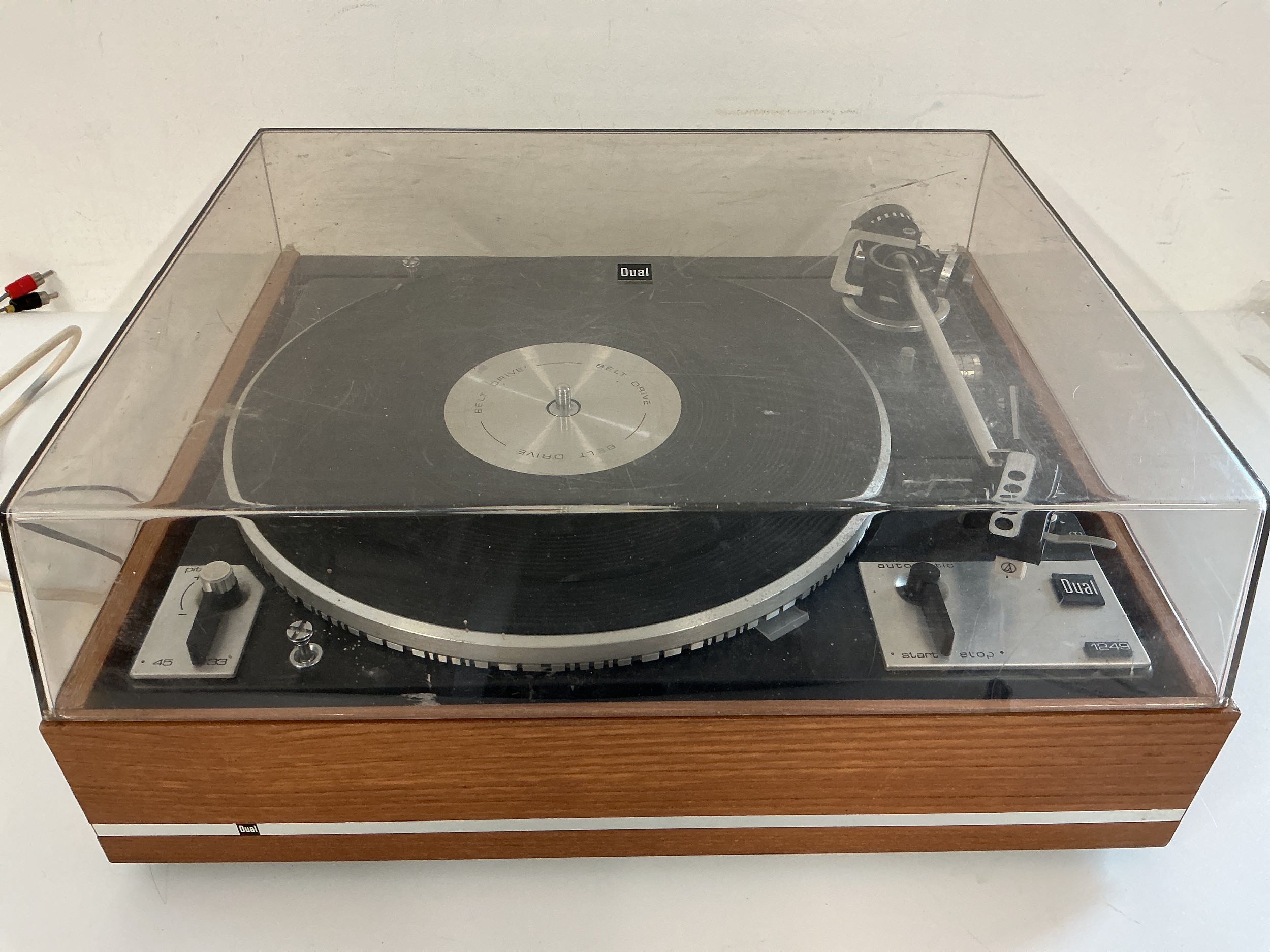 A Dual 1249 automatic turntable fitted with a Linn cartridge.