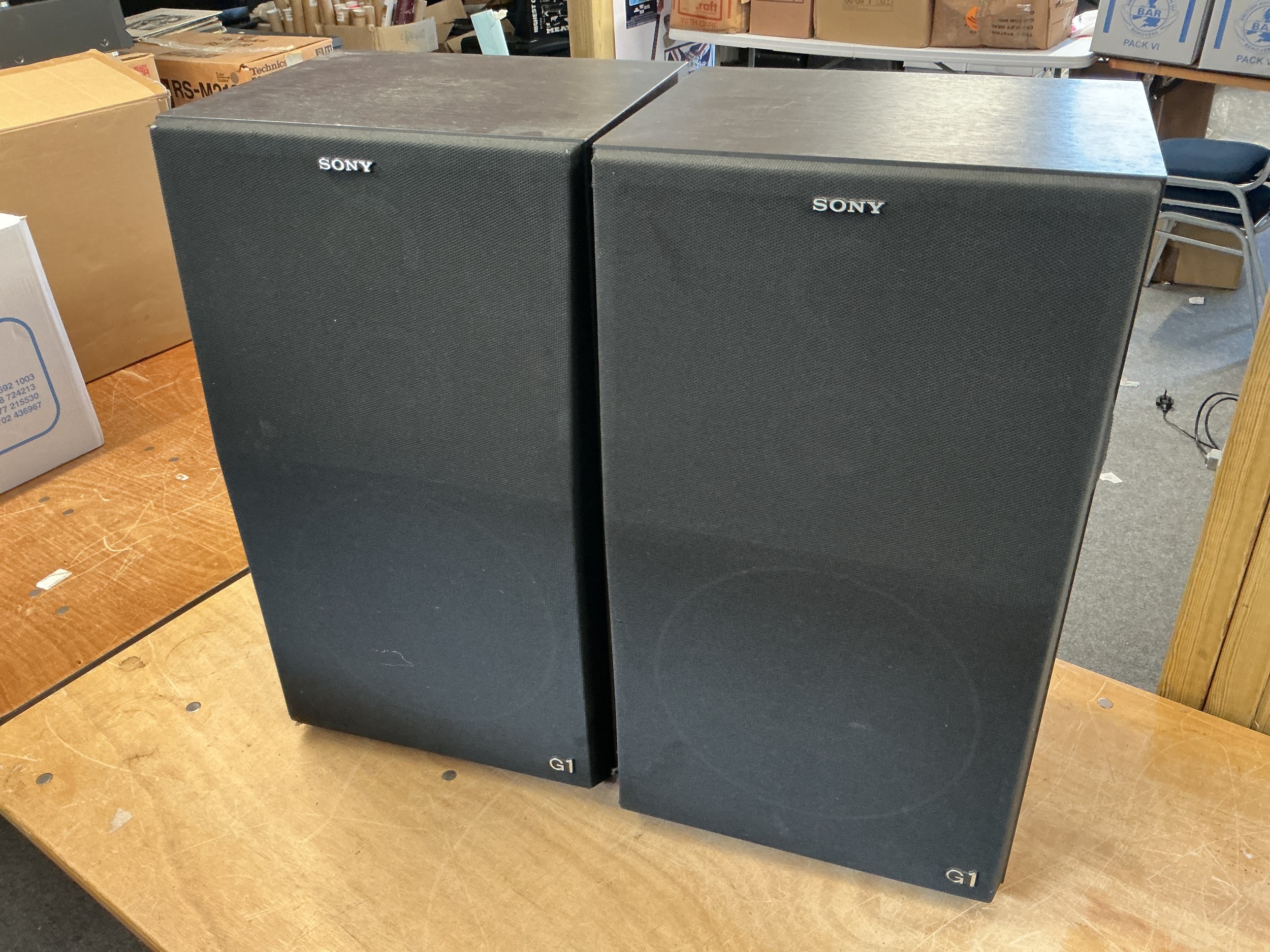 A pair of Sony G1 SS-G1MK III floorstanding speakers.