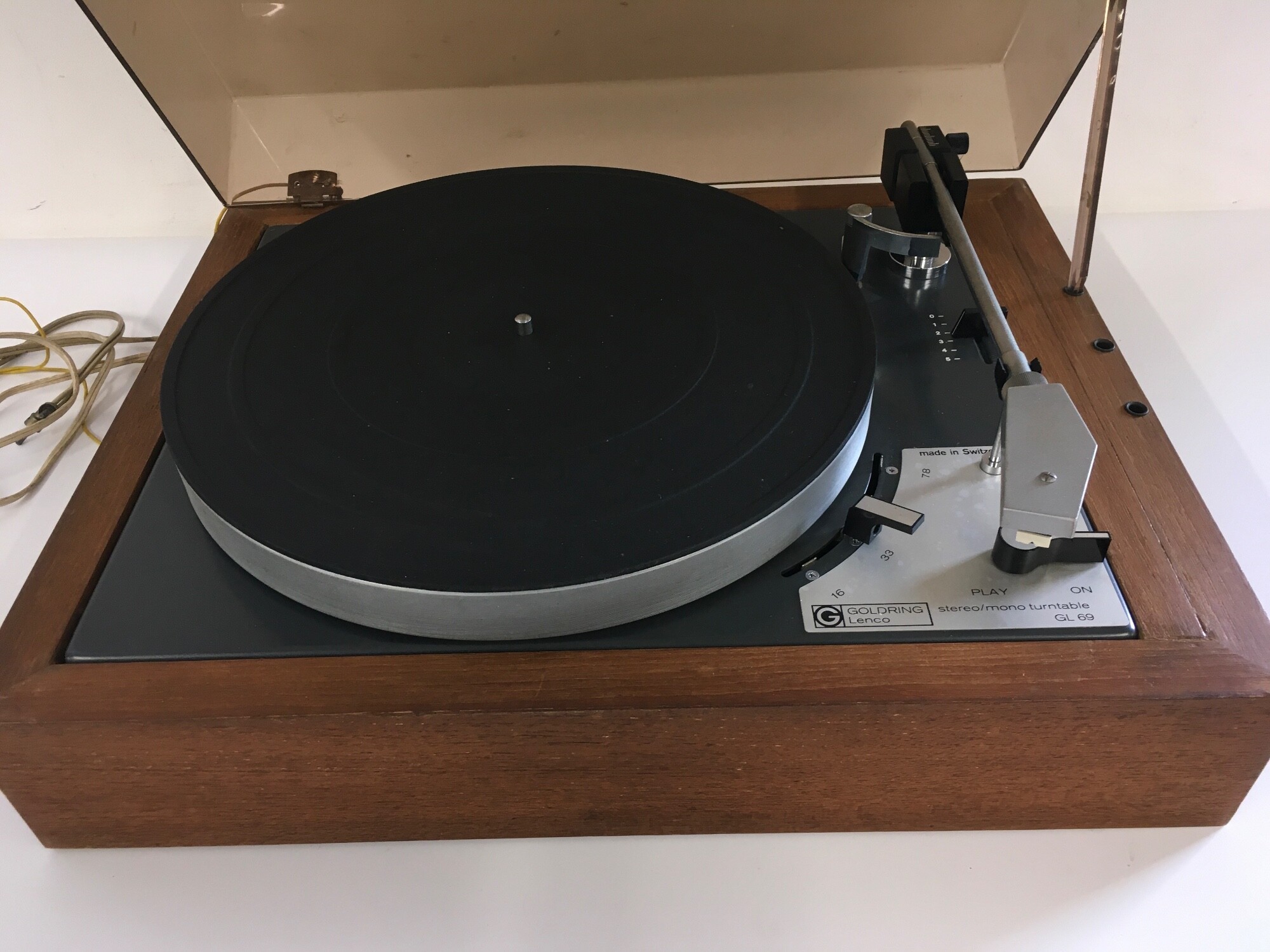 A Goldring Lenco GL 69/2 turntable with instruction manual.