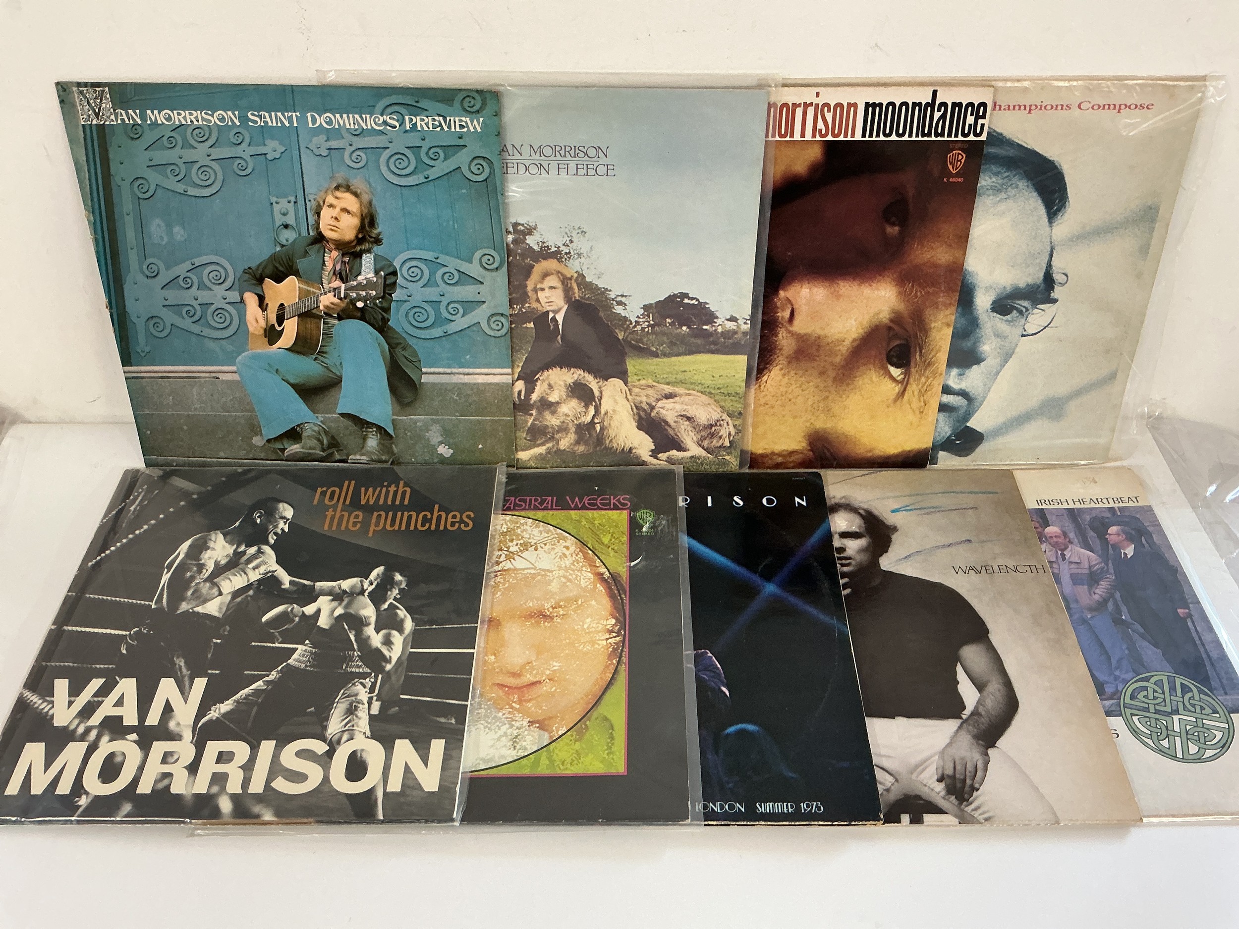 Nine Van Morrison LPs comprising Astral Weeks, Veedon Fleece, Roll With The Punches and others.